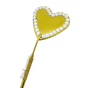 Espejo de Inspección de Pestañas con Agarre de Diamante en Forma de Corazón, Color Plasma Dorado y Piedra Blanca, Herramienta de Belleza - Product Image 4