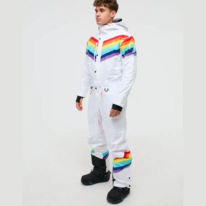 2026 Wholesale Unisex Lightweight Waterproof 10,000mm Insulated 100% Polyester Ski Suit Snowboard One Piece <b>Rainbow</b> - Product Image 3