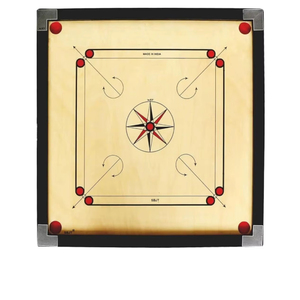 Nuevo Diseño de Tablero de Carrom para Práctica Profesional con Monedas, Golpeador y Polvo Negro - Product Image 1