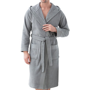 Bata de Baño para Hombre con Acabado Elegante, 100% Algodón Terry, Transpirable, Felpa, Comodidad Premium, Estilo Diario, Invierno, Manga Larga, para el Hogar - Product Image 1