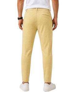 Men Mustard Yellow Slim Fit Casual <b>Jogger</b> Pants Elastic Waist Drawstring Trousers Soft Fabric Streetwear Comfortable Daily Wear - Product Image 2