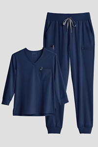 Tenues médicales unisexes à manches courtes, col en V, extensibles, tissées, avec logo personnalisé et motif, pour hôpitaux, salons de beauté et détection par radiofréquence - Product Image 5