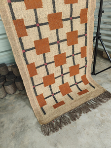 Tapis de couloir géométrique en jute fait main, style bohème rustique avec franges, pour entrée, salon, chambre, décoration de sol - Product Image 6