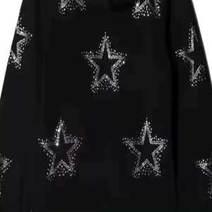 Sudadera con Capucha de Alta Calidad para Mujer, con Pedrería, de Poliéster/Algodón, para Invierno, Casual, Antiencogimiento, Forrada, Transpirable, Resistente al Viento, Directo de Fábrica - Product Image 3