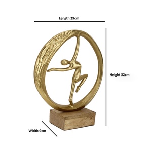 Golden Dancer Aluminum Sculpture Figurine Handmade Modern Art Decor Eco-Friendly Durable Tabletop Ornament for Home Office - Product Image 3