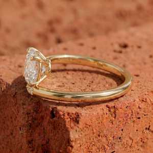 Bague ouverte romantique en or massif 14 carats avec diamant rond de 3,00 carats cultivé en laboratoire – Cadeau de fiançailles surprise pour elle - Product Image 4