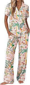Pyjama pour femmes, ensemble boutonné, pyjama doux à manches courtes, ensemble de 2 pièces, vêtements de détente confortables - Product Image 4