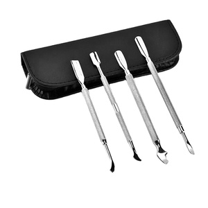 Juego de empujadores de cutículas planas y cuadradas con ángulo de plata, con logotipo personalizado, miniextractor de cutículas de acero inoxidable rosa y oro rosa - Product Image 5