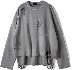 100% algodón polar de gran tamaño en blanco Vintage lavado ácido sudadera logotipo personalizado sudadera desgastada sudadera de gran tamaño - Product Image 1