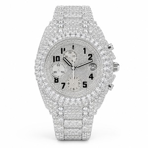 Luxury Stainless unisex Steel Watch Diamond Bezel Tonneau Case Analog Dial <b>Chronograph</b> 41mm Folding Clasp - Product Image 1