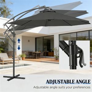 Ombrellone da Terrazzo Grigio con Base per Uso Esterno e Cortile - Ombrelloni e Basi per Patio - Product Image 2