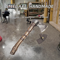 Hache artisanale de haute qualité en acier Damas de qualité industrielle, manche en bois dur, pour le camping, la chasse, les activités de plein air, personnalisable, en vente