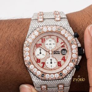 Hip Hop Watch Diamond Export Quality Silver Moissanite Brilliant Cut VS1 <b>Automatic</b> Mechanical Iced Watch 20mm 41mm Stainless - Product Image 5