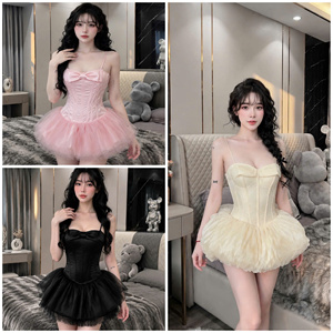 Robes longues plissées en dentelle pour femmes, style princesse, taille naturelle, coupe ajustée, sans bretelles, en mousseline, décontractées, lavables, prix d'usine, personnalisables - Product Image 4