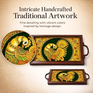 Top Selling Quality Round Duck Printed Wooden <b>Serving</b> <b>Tray</b> with Iron <b>Black</b> Handle Decorative Catering Portable Friendly Sell - Product Image 4