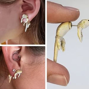Orecchini Pendenti 3D Dipinti a Mano a Forma di Lucertola, Gioielli Vibranti a Tema Drago Barbuto, Moda Unica a Tema Dinosauro per Donna e Uomo - Product Image 2
