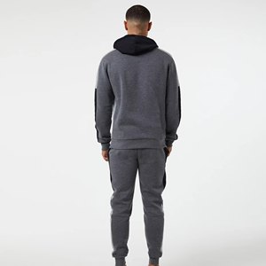 <b>Men</b> Color Blocking Hooded Tracksuit Set Full Sleeve Regular Fit Sweatshirt With Side Pockets Casual Autumn Style - Product Image 3