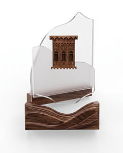 Trophée carré élégant en cristal avec base en bois, gravé sur mesure, imprimé offset, durable et recyclable, pour récompenses d'entreprise et événements sportifs - Product Image 3