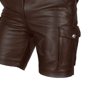 Shorts en cuir décontractés urbains pour hommes, taille mi-haute, avec fermeture éclair, légers et respirants, sensation confortable et détendue - Product Image 5