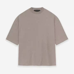 เสื้อยืดคอกลมแขนสั้นทรงโอเวอร์ไซส์สำหรับผู้ชาย ผ้าฝ้ายถัก 100% สีพื้นเรียบง่าย สวมใส่สบาย ทรงปกติ ดีไซน์เรียบ - Product Image 5