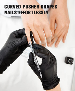 Pousse-cuticules double tête amélioré - Outil de manucure en acier inoxydable à bords courbés et biseautés, outils de beauté - Product Image 3