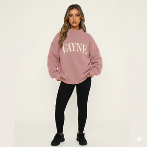 Sweat-shirt classique confortable à col montant pour femme, coupe ample, en molleton doux et coton, chaud et confortable pour l'hiver - Product Image 1