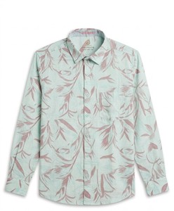 Men's Light Blue Floral Printed Casual Shirt Full Sleeve Turn-<b>down</b> Collar Breathable Cotton Summer Style Regular Fit - Product Image 3