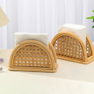 Eco friendly cane rattan napkin holder <b>rack</b> wholesale modern napkins stand table decor accessory - Product Image 3