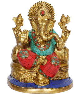 Ídolo de Ganesha Bhagwan de Latón Hecho a Mano, Estilo Art Deco y Vintage, Decoración Tradicional para el Hogar y la Oficina para Diwali - Product Image 3