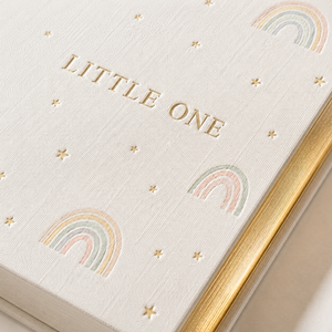 LABON Custom Baby Album Little <strong>One</strong> Rainbow Pastel Theme Linen Hardcover Gold Foil Gilded Edges Luxury Memory Book Gift - Product Image 4