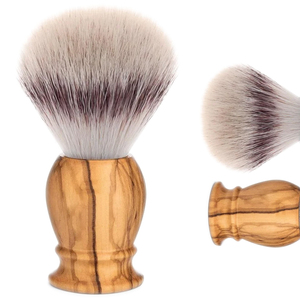 Pinceau à raser pour homme en poils synthétiques avec manche en bois, logo personnalisé OEM, faible MOQ, végan, pour le soin masculin, outil de rasage doux en poils naturels - Product Image 1