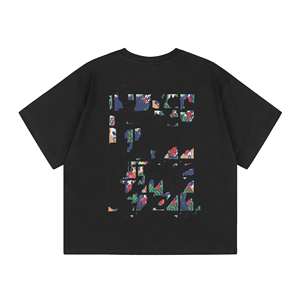 เสื้อยืดแขนสั้นลายการ์ตูนสไตล์ฮิปฮอปอเมริกันแนวสตรีทลำลองใส่สบายผ้าฝ้าย 280 น้ำหนักปกติความยาวปกติ - Product Image 6