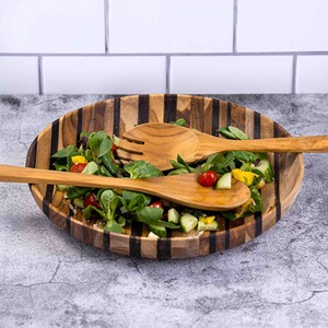 Ensemble de saladiers en bois bio – Cuillère et fourchette haut de gamme pour les espaces repas modernes et élégants - Product Image 5