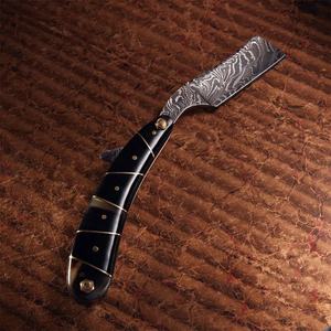 Jexmoo - Navaja de Afeitar Recta de Acero de Damasco Tradicional Hecha a Mano y Personalizada para Barberos, con Funda de Cuero, Regalo para Padrinos de Boda - Product Image 2