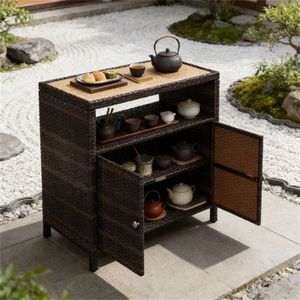 Armadio da Esterno Marrone con Ripiani, Pratico per l'Organizzazione degli Asciugamani - Product Image 1