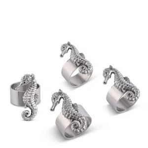 Decorative Sea Horse <b>Napkin</b> Ring <b>Silver</b> Finished Perfect For Ocean Theme Table Decor And Special Occasions Use From India - Product Image 4