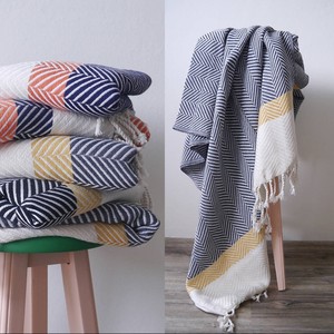 Handwoven Organic Cotton <b>Throw</b> Blanket Wholesale | Geometric Pattern | Moradabad - Product Image 1