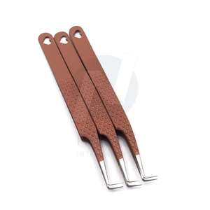 Pince à épiler professionnelle pour extensions de cils, marron, antidérapante, prise parfaite, pointe lisse, en acier inoxydable, antimagnétique - Product Image 5