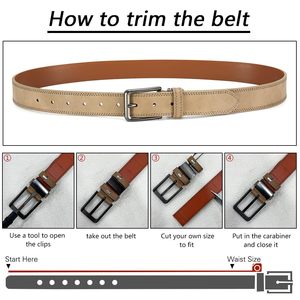 Cinturón de Cuero Vacuno Genuino de Alta Calidad para Hombre con Hebilla de Pin Moderna y Longitud Personalizable para Uso Casual y de Negocios - Product Image 3