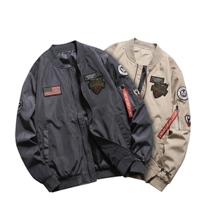 custom Hot Sales Men's Coated High Street Bomber Jacket Big Size <b>Canvas</b> <b>Plain</b> Dyed Waterproof Windproof Winter Motorcycle - Product Image 2