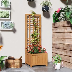 Wooden Raised Garden Bed for Outdoor Garden with Grill <b>Planter</b> Box Trellis for <b>Vegetables</b> and Flowers Balcony made in Vietnam - Product Image 2