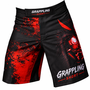 Shorts de grappling personnalisés pour hommes, avec logo sur le devant, séchage rapide, extensibles, respirants, pour l'entraînement, OEM, marque privée - Product Image 2
