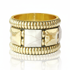 Bracelet manchette audacieux bicolore d'inspiration vintage, géométrique, épais, or et argent, pour femme, cadeau pour elle - Product Image 5