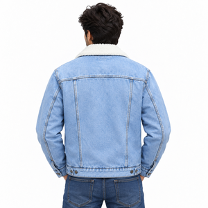 Chaqueta de Mezclilla Unisex con Forro de Sherpa, 100% Algodón, Cálida y Transpirable para Invierno, con Bolsillos, Estilo Casual, Corte Regular, Ropa Urbana - Product Image 3