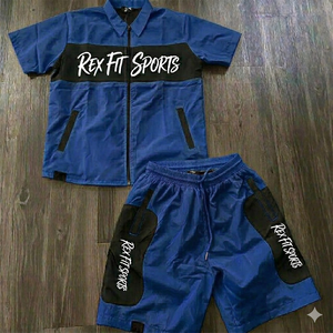 Ensemble coupe-vent deux pièces pour homme, veste zippée en nylon et polyester, short, streetwear, tracksuit pour homme - Product Image 3