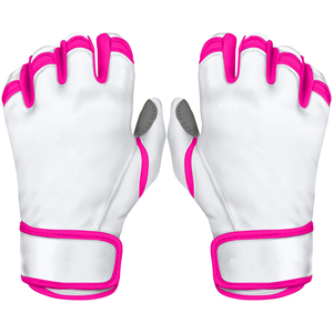 Gants de frappeur de baseball à manchette courte pour gaucher, à doigts entiers, avec poignée antidérapante en cuir et sangle de poignet réglable - Product Image 1