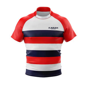 Maillot de rugby respirant à séchage rapide, vente en gros, haute qualité, prix raisonnable, manches courtes, 100% polyester, fabriqué au Pakistan - Product Image 1