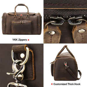 Custom Logo PU Fabric Zipper Cheap Overnight <b>Travel</b> Duffel <b>Bag</b> <b>Men</b> Large Capacity 100% Cowhide Leather Gym Duffle Weekender <b>Bags</b> - Product Image 6