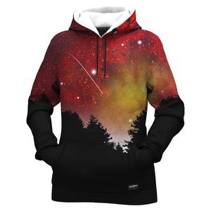 Sweat-shirt à capuche pour homme avec imprimé galaxie et motif silhouette d'arbre, vêtement d'automne à manches régulières en polyester tricoté - Product Image 1