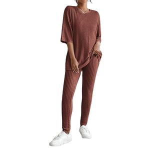 Women Two Piece <b>Sets</b> Casual Solid Color Short Sleeve T-<b>Shirt</b> <b>Trousers</b> Fashion Embroidery O-Neck T <b>Shirt</b> From BD Supplier - Product Image 2